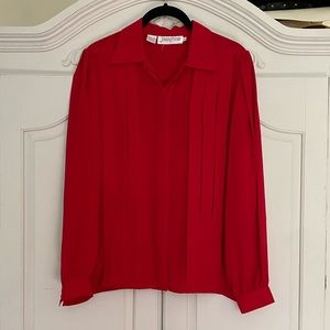 5/$25 Red Pleated Button Down Dress Shirt